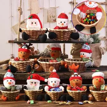 Рождественские украшения 2024 года, рождественская корзина с конфетами, Веселый рождественский декор для дома, рождественские подарки, корзина для хранения, С Новым годом 2025