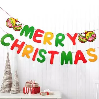 Рождественские украшения 2025 года, мультяшный флаг, цветной флаг, рождественский фестиваль, сцена, макет, год, рождественский бумажный флаг