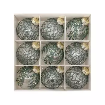 Рождественские украшения 8 см Изысканный ПЭТ Прозрачный окрашенный Рождественский шар Подарочная коробка Окно Рождественская елка Подвесной шар One Size