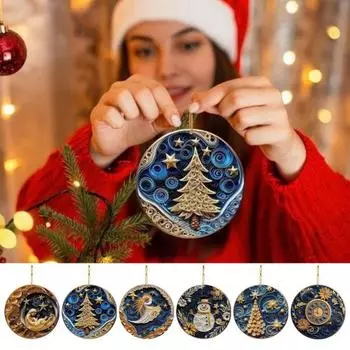 Рождественские украшения Акриловые снежинки, олени, снеговики, подвесные украшения для рождественской елки, домашний декор для вечеринки A