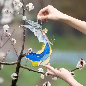 Рождественские украшения Ангел-хранитель Ловец солнца Подвесной декор для окна Рождественской елки Гостиной Спальни Сада A