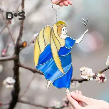 Рождественские украшения Ангел-хранитель Ловец солнца Подвесной декор для окна Рождественской елки Гостиной Спальни Сада A