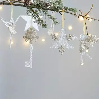 Рождественские украшения блестящие снежинки ангел елка подвеска подвесные украшения рождественский навидад новогодний домашний декор подарок