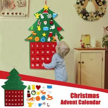 Рождественские украшения Большой рождественский адвент-календарь из фетра с карманами One Size