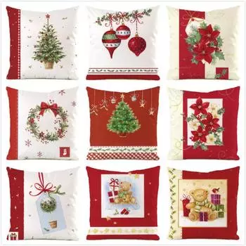 Рождественские украшения, чехол для рождественской подушки, чехол для подушки из соснового дерева, рождественский чехол с принтом Санта-Клауса 40x40cm