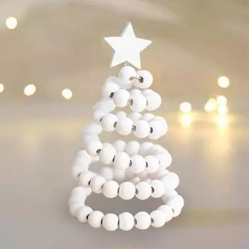 Рождественские украшения Деревянная миниатюрная модель рождественской елки Праздничные украшения для вечеринок Офис Дом белый
