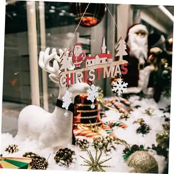 Рождественские украшения Деревянная полая подвеска для рождественской елки пятиконечная звезда колокольчик снеговик капля украшение фестиваль домашний декор 10cm