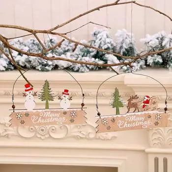 Рождественские украшения Деревянная табличка с буквами, подвесная на стену, приветственная табличка для магазина, расписная подвеска Old man