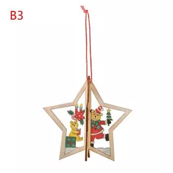 Рождественские украшения Деревянные лазерные полые трехмерные снежинки украшения Рождественские елочные колокольчики подвески подарки B3