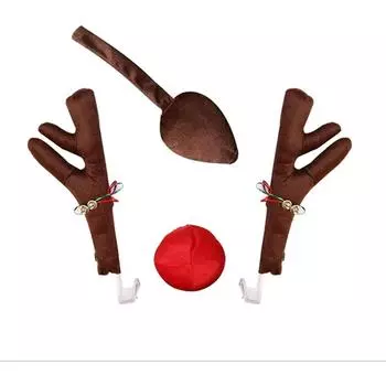 Рождественские украшения для автомобиля Большие рога Рождественские украшения для автомобиля Рождественские рога с хвостом оленя для автомобиля