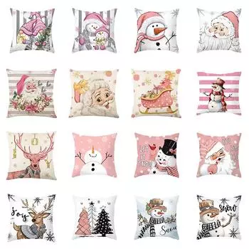 Рождественские украшения для дома Наволочки Дерево Лось Снеговик Принт Диван Украшения Праздничные подарки 40x40cm