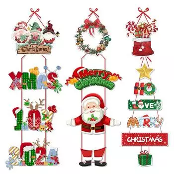 Рождественские украшения для дома Рождественские подвесные подвески на дверь Санта-Клауса для рождественского украшения дома на Новый год 2024 A