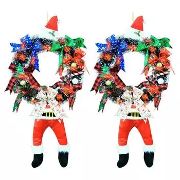 Рождественские украшения для дома Санта-Клаус Гирлянда Открытый Крытый дверной венок Вешалки Товары для вечеринок красный