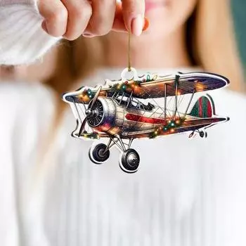 Рождественские украшения для грузовиков, акриловая подвеска в виде автомобиля и самолета, двухсторонняя плоская 2D-елочная подвеска