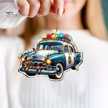Рождественские украшения для грузовиков, акриловая подвеска в виде автомобиля и самолета, двухсторонняя плоская 2D-елка, подвесное украшение для праздничной елки, домашний декор D