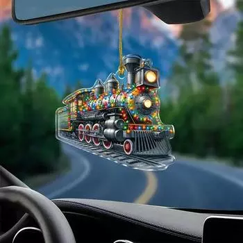 Рождественские украшения для грузовиков, акриловые подвески в виде автомобиля и самолета, двухсторонние, 2D, плоские, рождественские A