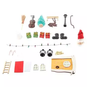 Рождественские украшения для кукольного домика 1:12 миниатюрных аксессуаров для кукольного домика, набор рождественских эльфов, сказочных дверей