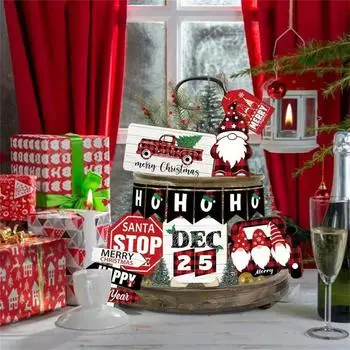 Рождественские украшения для многоярусного подноса, рождественский декор для стола, рождественский декор для зимней фермы, домашнего декора, полки для вечеринки(8pc) One Size