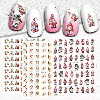 Рождественские украшения для ногтей, съемная наклейка для нанесения, улучшение атмосферы B