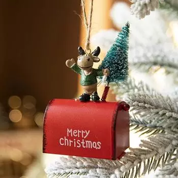 Рождественские украшения для почтового ящика, мини-металлический почтовый ящик с подвеской в виде Санта-Клауса/снеговика/оленя, винтажная почта B