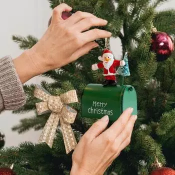 Рождественские украшения для почтовых ящиков, мини-металлический почтовый ящик с подвеской в виде Санта-Клауса/снеговика/оленя, винтажный почтовый ящик, подвесной декор для домашней елки B