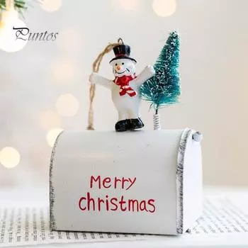 Рождественские украшения для почтовых ящиков, мини-металлический почтовый ящик с подвеской в виде Санта-Клауса/снеговика/оленя, винтажный почтовый ящик, подвесной декор для домашней елки B