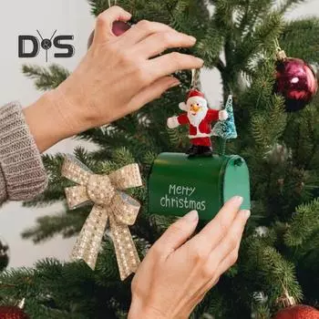 Рождественские украшения для почтовых ящиков, мини-металлический почтовый ящик с подвеской в виде Санта-Клауса/снеговика/оленя, винтажный почтовый ящик, подвесной декор для домашней елки B
