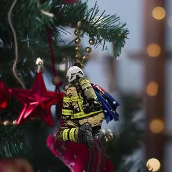 Рождественские украшения для пожарных, акриловые украшения для пожарных, сувенир на память о пожаре, подвесная подвеска для настенного украшения автомобиля на елку