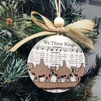 Рождественские украшения для рождественских подарков Музыкальный деревянный знак «Рождение Иисуса» Рождественская сцена Подвесной декор Религиозные христианские пасхальные подарки D