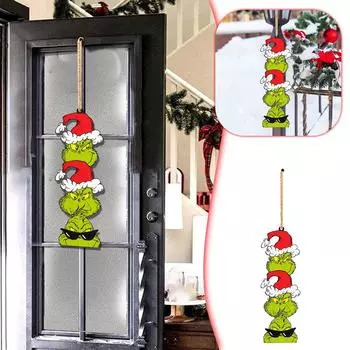 Рождественские украшения, дверные знаки, деревянные знаки, домашние стены, праздничные деревянные подвески, деревянные доски для подвешивания One Size зелёный