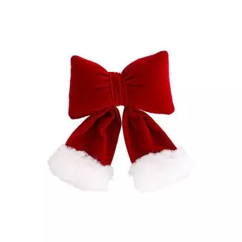Рождественские украшения Флокированный красный бант Бархатные елочные украшения One Size