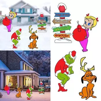 Рождественские украшения G-rinch, 4 шт. дворовых знаков с кольями, знак для рождественского декора сада One Size