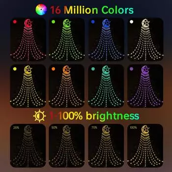 Рождественские украшения, гирлянда из звезд, гирлянда из рождественской елки, водонепроницаемая, управление через приложение, теплый белый RGB-ночник для двора и сада