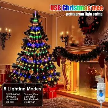 Рождественские украшения гирлянды 8 режимов 180 светодиодов водопад рождественская елка гирлянда гирлянда для сада патио новогодний декор 2M разноцветный