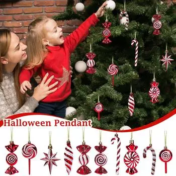 Рождественские украшения, глянцевые леденцы, завитки, расписные рождественские конфеты, елочные украшения, подвеска, подарочная карта, дешевые рождественские чулки One Size