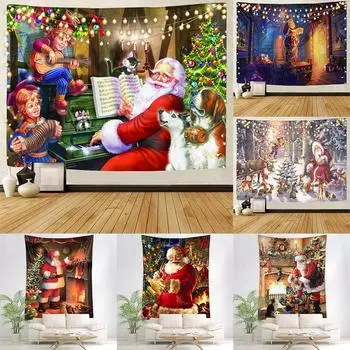 Рождественские украшения, гобелен, Санта-Клаус, настенное художественное украшение, фон, ткань для гостиной, новогоднее украшение для дома 100x75cm