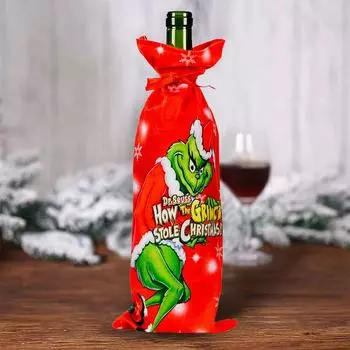 Рождественские украшения Гринчс Набор бутылок Наряды Рождественская бутылка Рождественские декоры Праздничные украшения для дома One Size красный