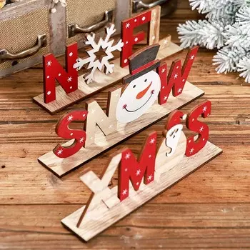 Рождественские украшения из дерева, снежные буквы Noel, украшения для стола, веселая рождественская вечеринка, новогодний декор для дома, рождественское украшение, подарок
