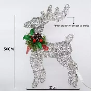 Рождественские украшения из железного оленя Золотая тележка с оленями Садовые украшения из лося Рождественская елка Соответствующая сцена Свет оленя Новогоднее украшение 30cm
