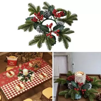 Рождественские украшения красные фрукты подсвечник венок искусственный свадебный стол свеча декор V5I4 red-1pcs