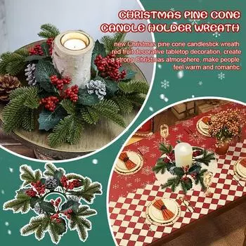 Рождественские украшения красные фрукты подсвечник венок стол вечеринка свадьба для фермерского дома свеча D I2P0 red-1pcs