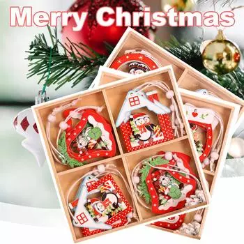 Рождественские украшения Креативные деревянные подвески DIY Мини-украшения для елки