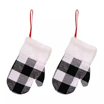 Рождественские украшения, креативные подвески в виде рождественских перчаток, клетчатые перчатки, наборы ножей и вилок, мешочки для конфет, подвески на рождественскую елку One Size зелёный