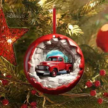 Рождественские украшения круглые снеговики/овцы/машины деревянные украшения 2D плоские рождественские елки подвесные украшения для праздничного декора A