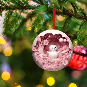 Рождественские украшения круглые снеговики/овцы/машины деревянные украшения 2D плоские рождественские елочные подвесные украшения A