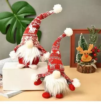 Рождественские украшения кукольная сцена украшения настольная кукла Рождественская поза старая безликая кукла