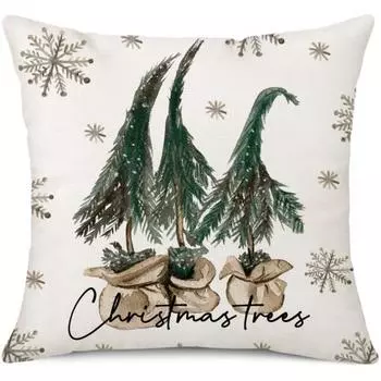 Рождественские украшения, льняной принт, Рождественская елка, снежинка, наволочка, новая наволочка для дома C