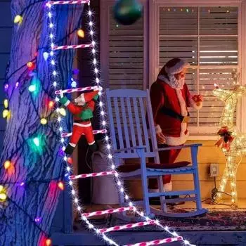 Рождественские украшения, лестничные огни, комнатные, наружные, оконные, садовые, рождественские елки, подвесные, с куклой Санта-Клауса, декоративная гирлянда 75cm&USB version