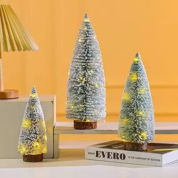 Рождественские украшения липкая мини-снежная новогодняя елка настольное украшение флокированная кедровая елка сцена макет подарочные товары 20cm [20*8cm]