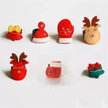 Рождественские украшения Милые мини детские рождественские украшения Санта Клаус Снеговик Олень Аксессуары для волос 7pcs